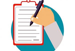 Businessman holding a clipboard and writing signature